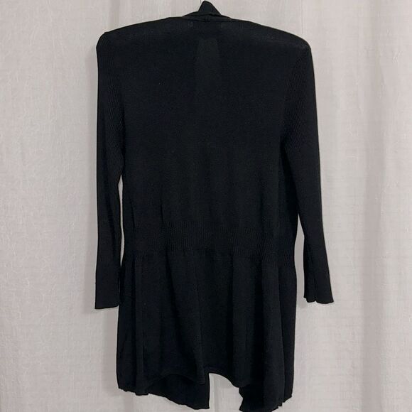 Premise S Open Front Black Fine Knit Quarter Sleeve Cardigan - Picture 2 of 12